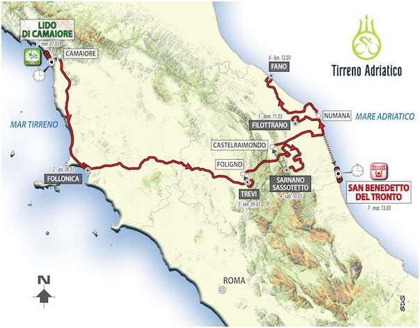 Tirreno-Adriatico 2018: il percorso