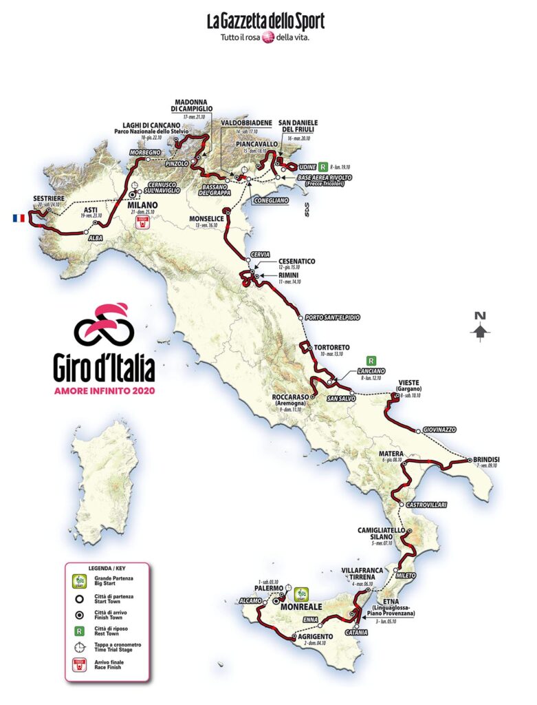 Giro d’Italia 2020 il percorso