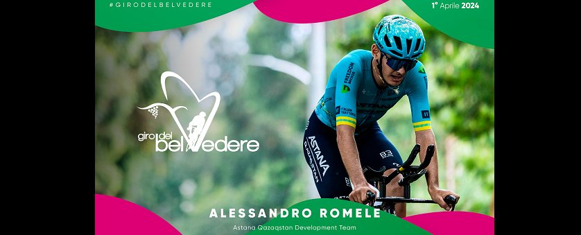 Alessandro Romele dell'Astana Qazaqstan sarà tra i protagonisti del Giro del Belvedere 2024 (Grafica: Emmaniuele Pepè/Vitesse);